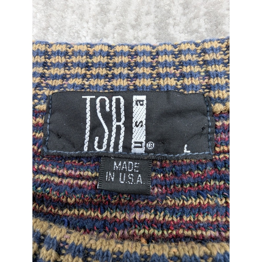 Vintage TSR Sweater Mens Large Geometric Abstract Print Made In USA Grandpa - Picture 2 of 11